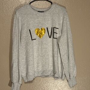 Cynthia Rowley Gray Sweater‎ with Gold Heart Women’s XL
